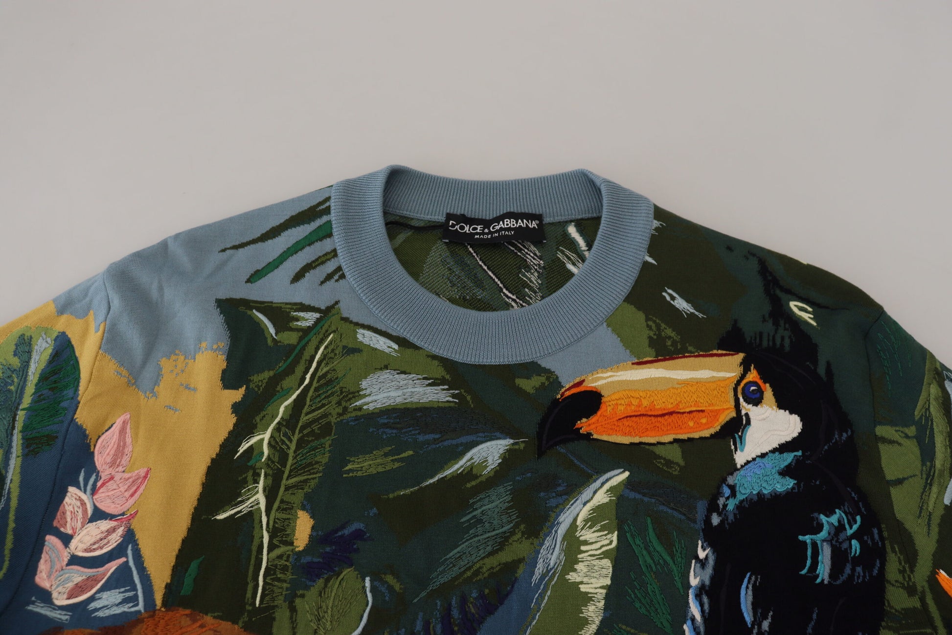 Dolce & Gabbana Multicolor Jungle Wool Pullover Logo Sweater Dolce & Gabbana