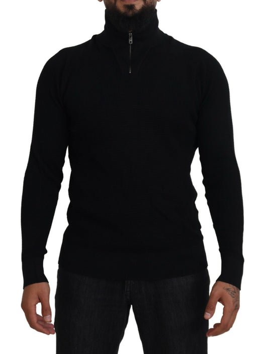 Dolce & Gabbana Black Silk Turtle Neck Pullover Sweater Dolce & Gabbana