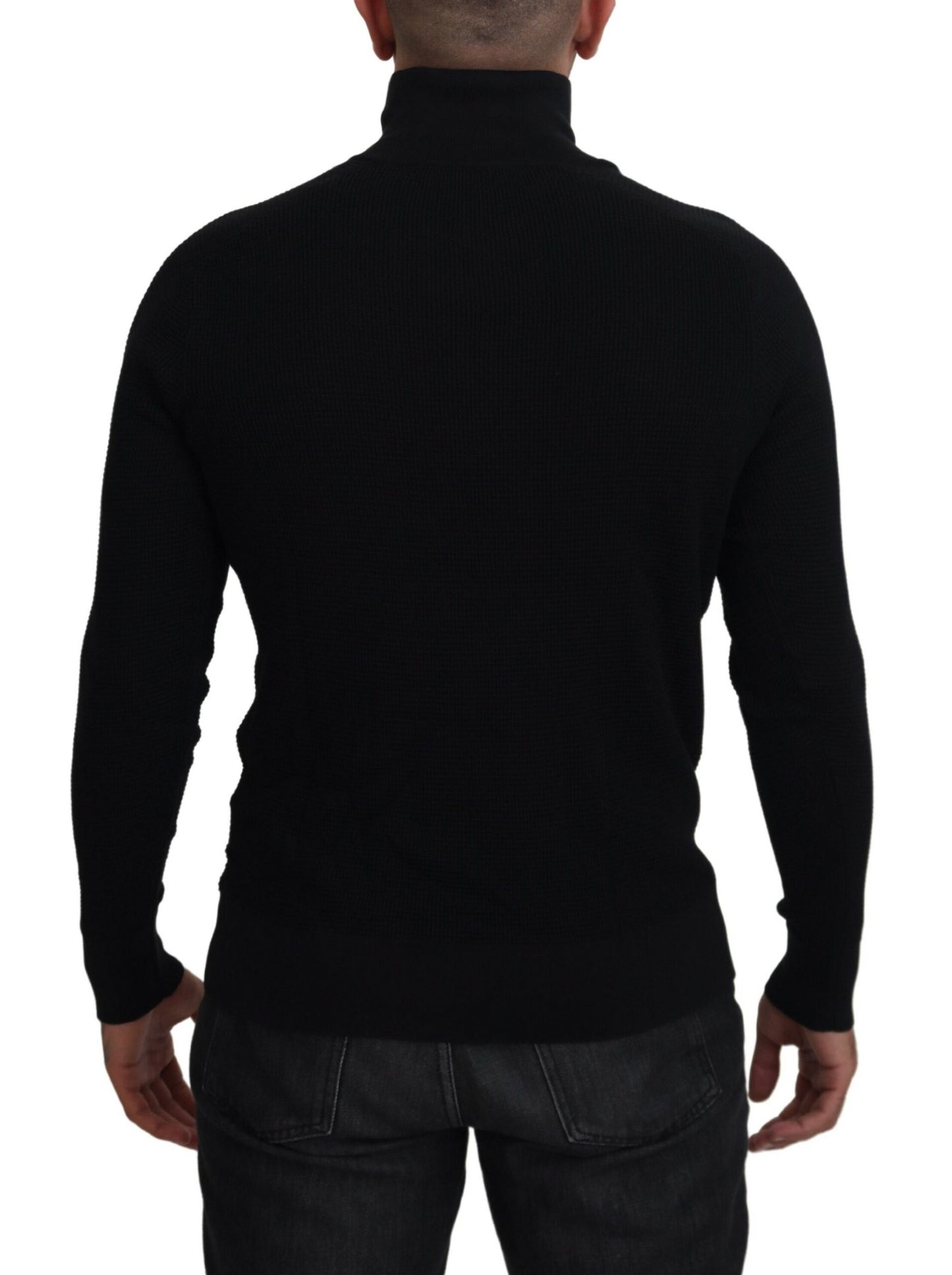 Dolce & Gabbana Black Silk Turtle Neck Pullover Sweater Dolce & Gabbana