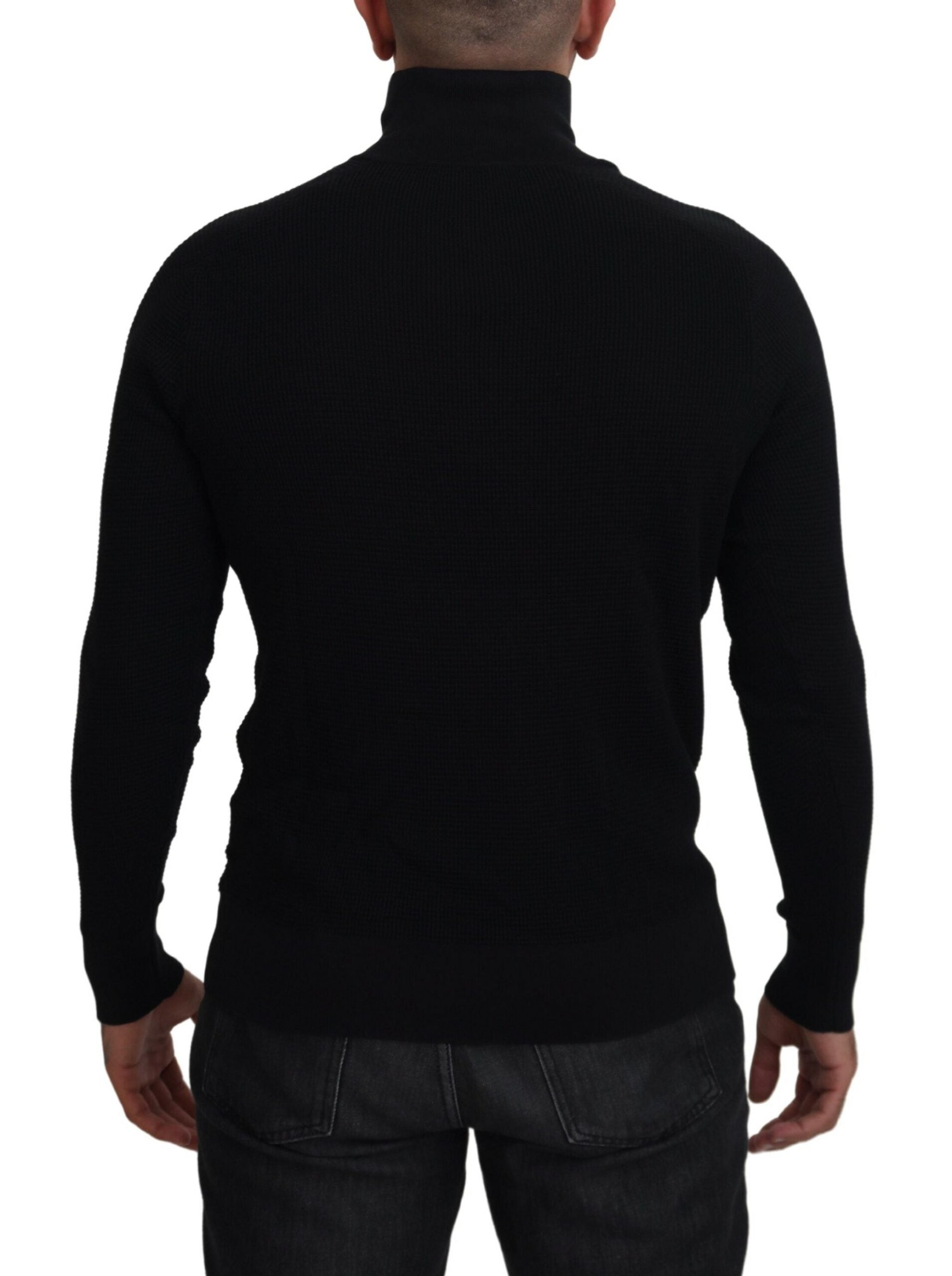 Dolce & Gabbana Black Silk Turtle Neck Pullover Sweater Dolce & Gabbana