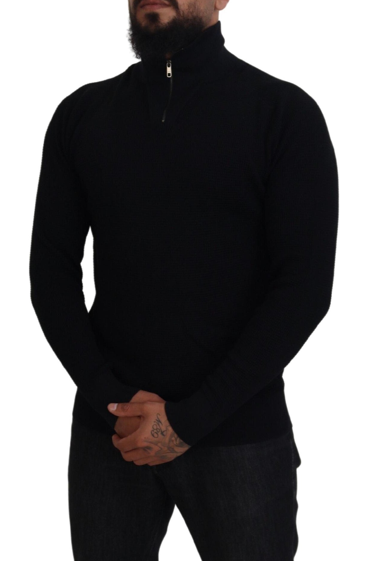 Dolce & Gabbana Black Silk Turtle Neck Pullover Sweater Dolce & Gabbana