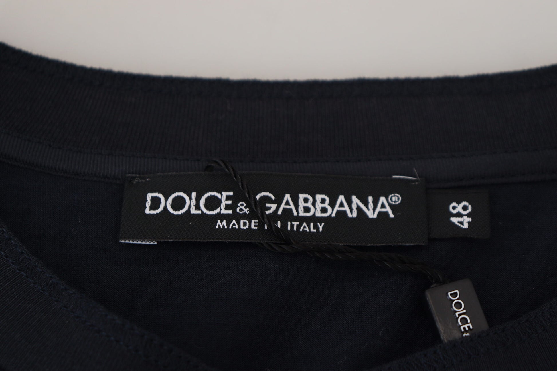 Dolce & Gabbana Blue Cotton Button Crewneck Pullover Sweater Dolce & Gabbana