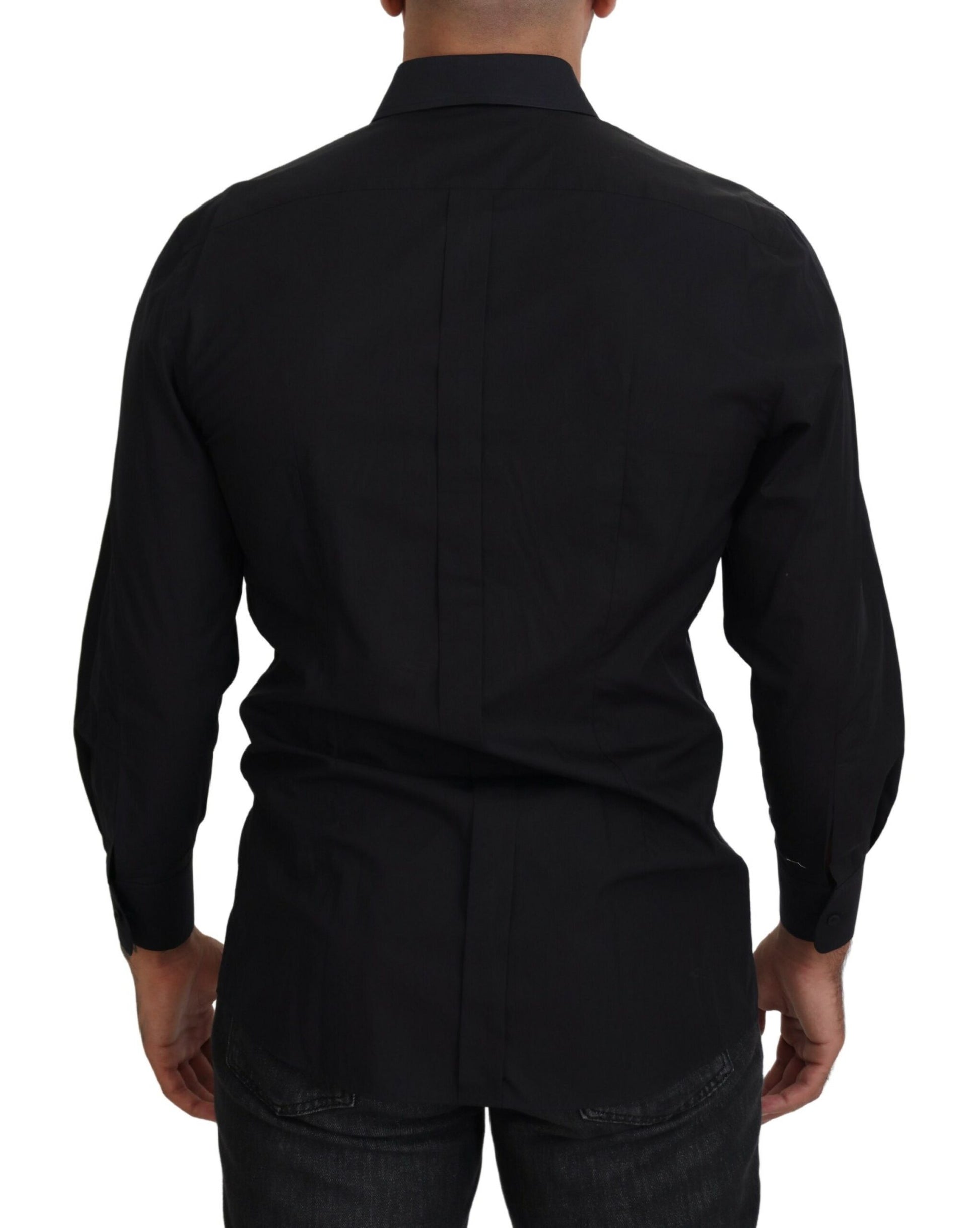 Dolce & Gabbana Black GOLD Cotton Collared Long Sleeve Shirt Dolce & Gabbana