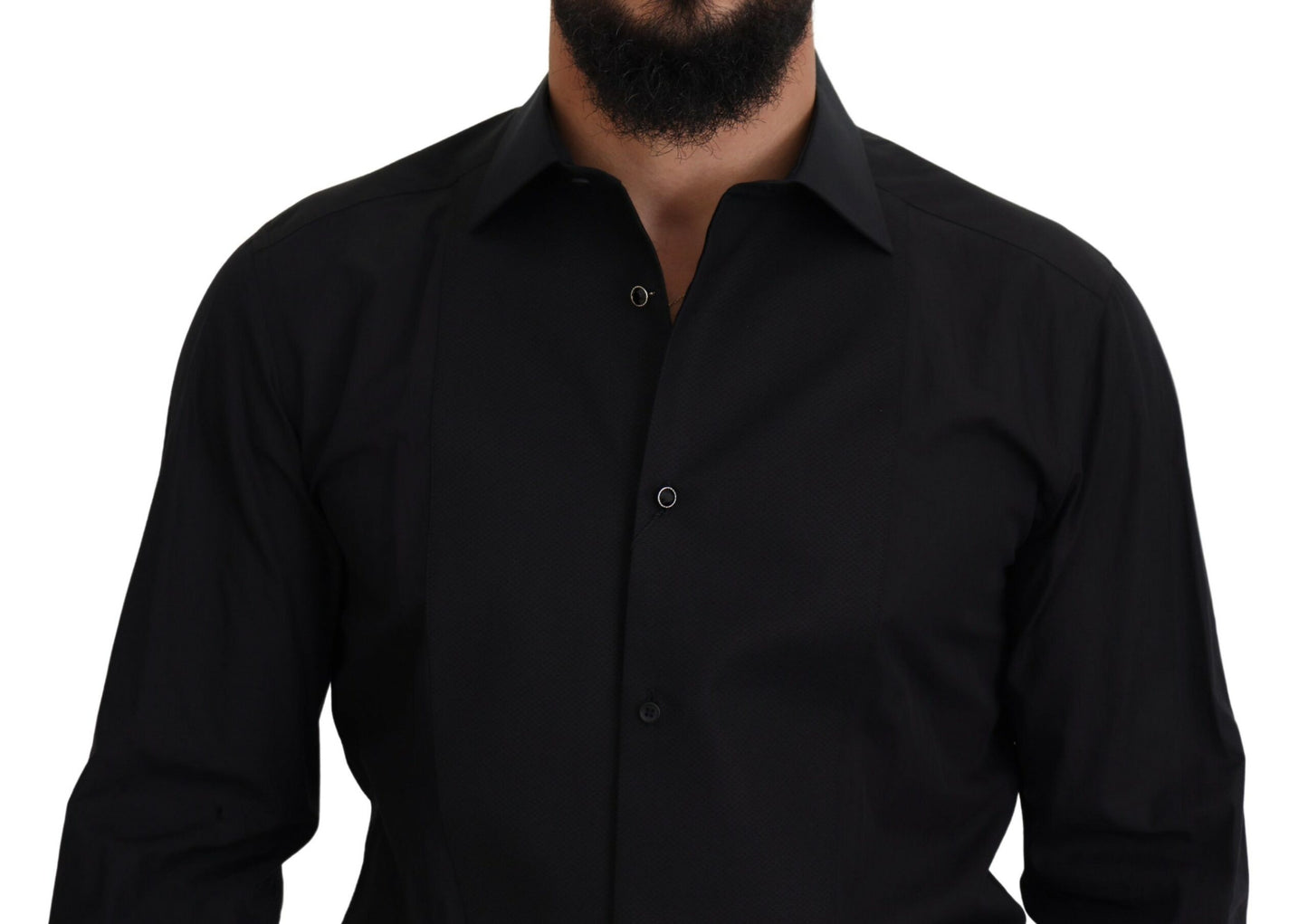 Dolce & Gabbana Black GOLD Cotton Collared Long Sleeve Shirt Dolce & Gabbana