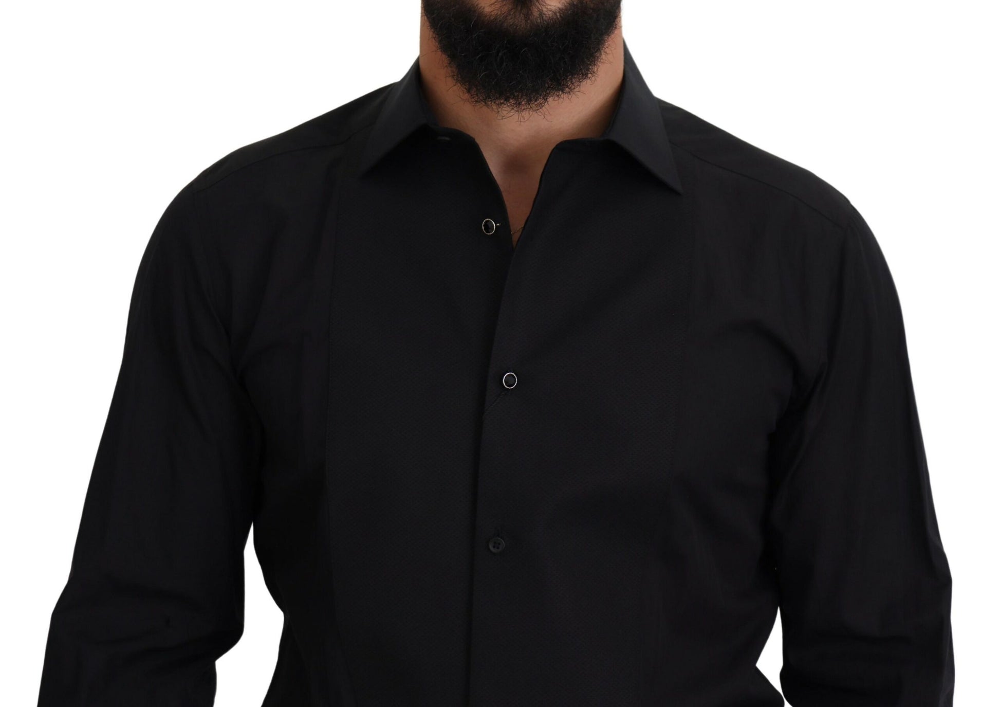 Dolce & Gabbana Black GOLD Cotton Collared Long Sleeve Shirt Dolce & Gabbana