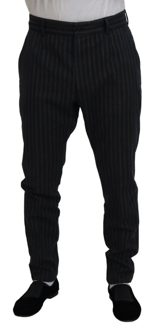 Dolce & Gabbana Dark Gray Stripes Chino Dress Pants Dolce & Gabbana