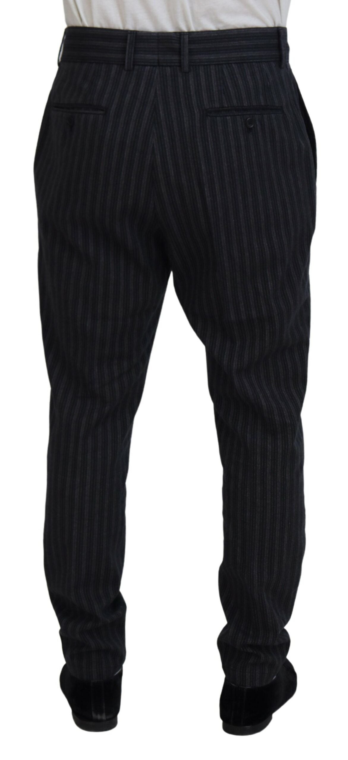 Dolce & Gabbana Dark Gray Stripes Chino Dress Pants Dolce & Gabbana