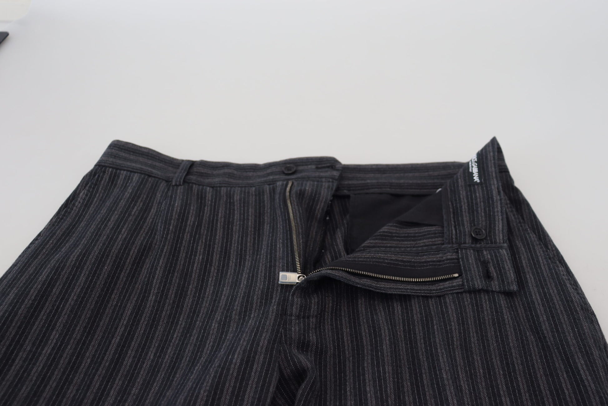 Dolce & Gabbana Dark Gray Stripes Chino Dress Pants Dolce & Gabbana