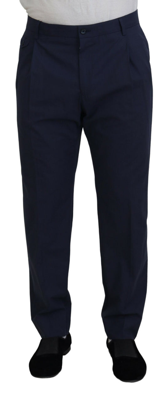 Dolce & Gabbana Dark Blue Cotton Chino Formal Pants Dolce & Gabbana