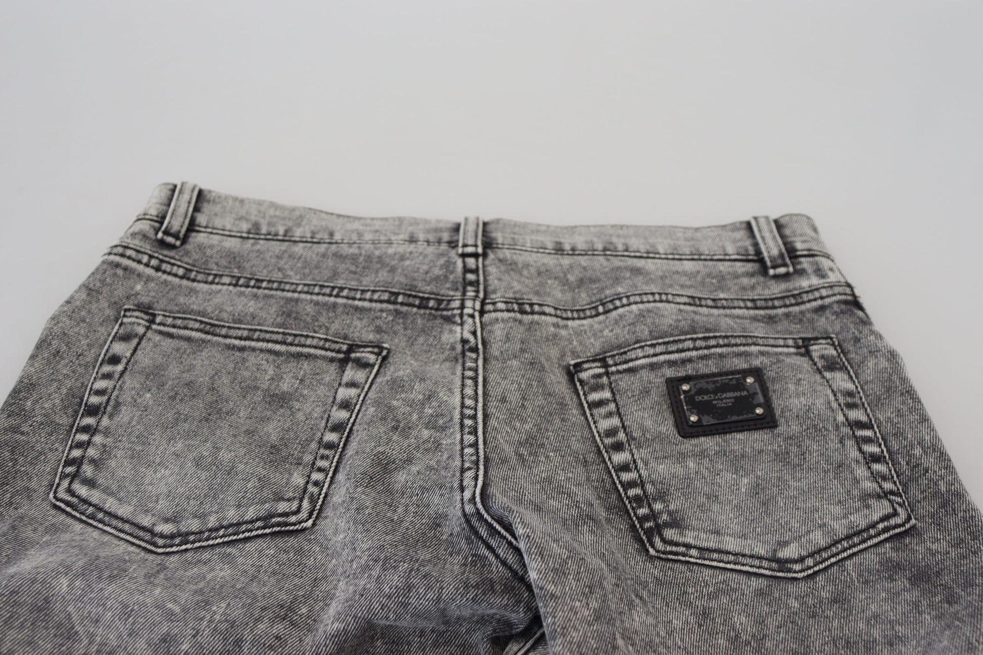 Dolce & Gabbana Grey Washed Cotton Slim Fit Men Denim Jeans Dolce & Gabbana
