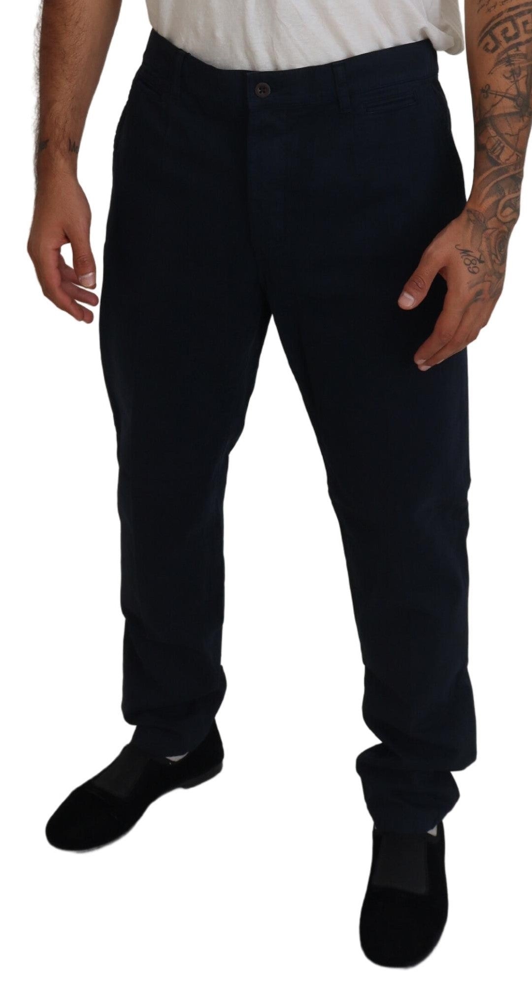 Dolce & Gabbana Blue Cotton Dress Formal Men Pants Dolce & Gabbana