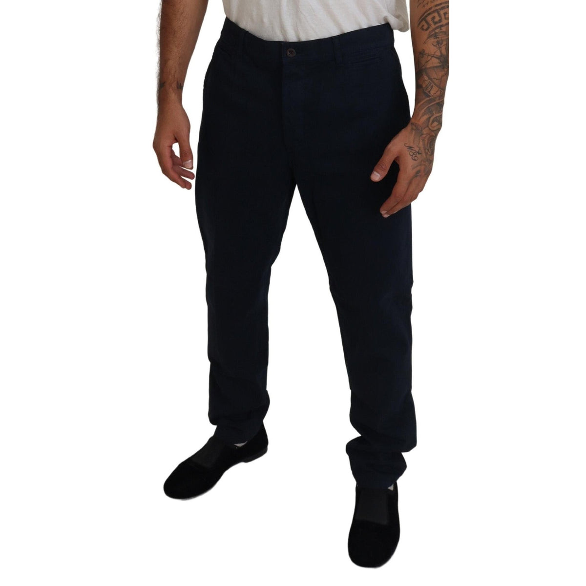 Dolce & Gabbana Blue Cotton Dress Formal Men Pants