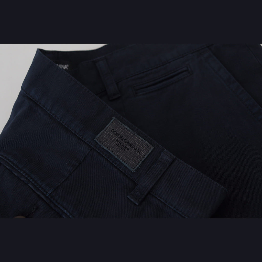 Dolce & Gabbana Blue Cotton Dress Formal Men Pants