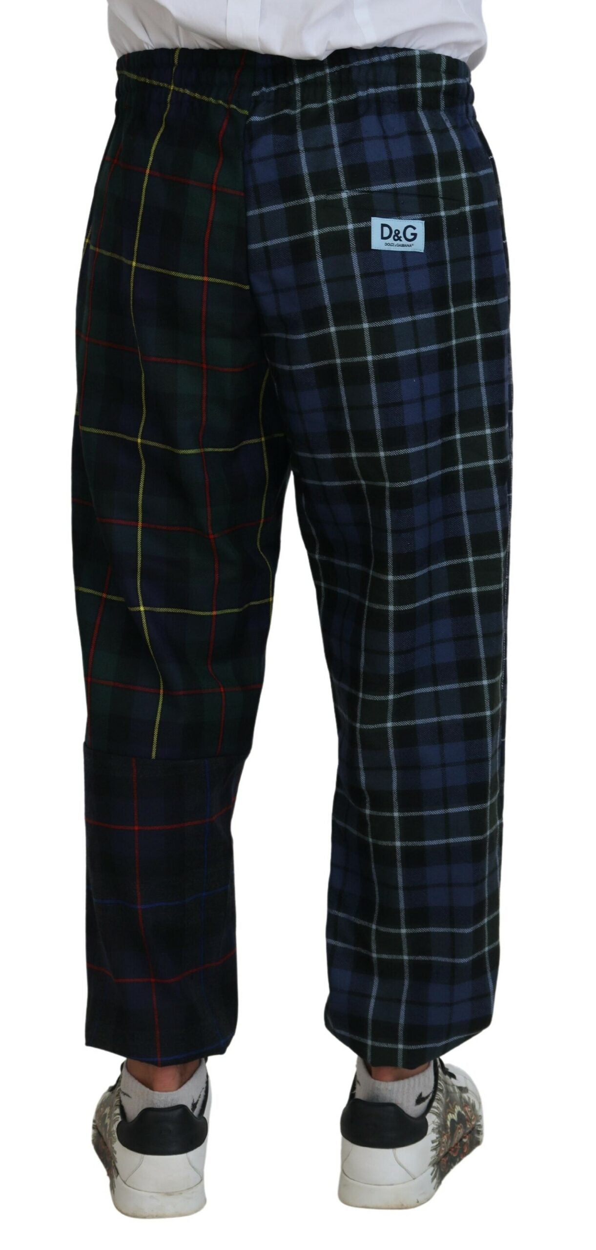 Dolce & Gabbana Multicolor Checkered Wool Men Jogger Pants Dolce & Gabbana