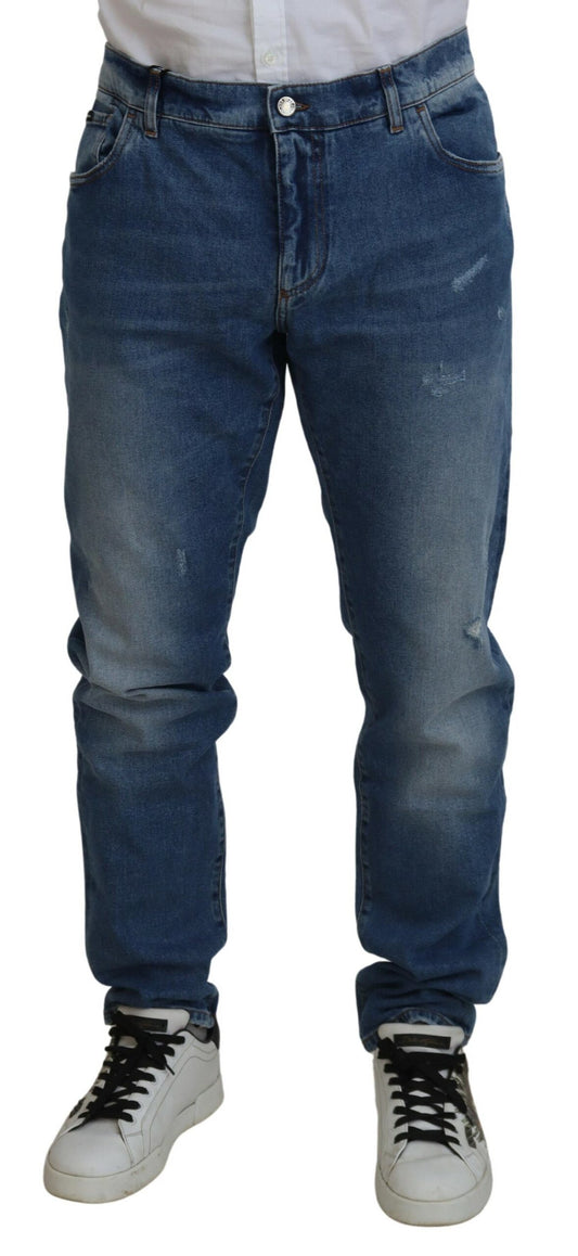 Dolce & Gabbana Blue Washed Skinny Cotton Denim Jeans Dolce & Gabbana