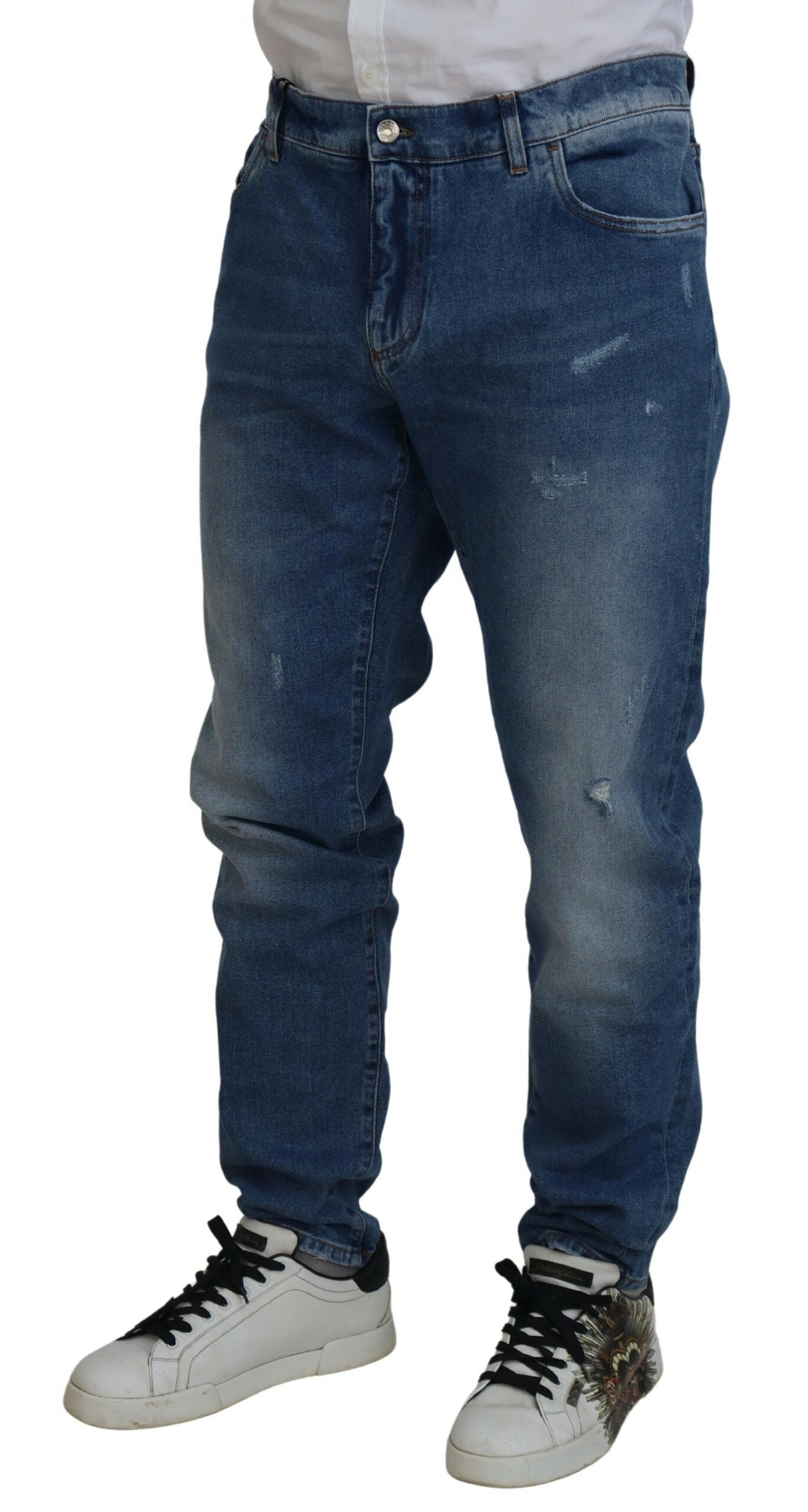Dolce & Gabbana Blue Washed Skinny Cotton Denim Jeans Dolce & Gabbana