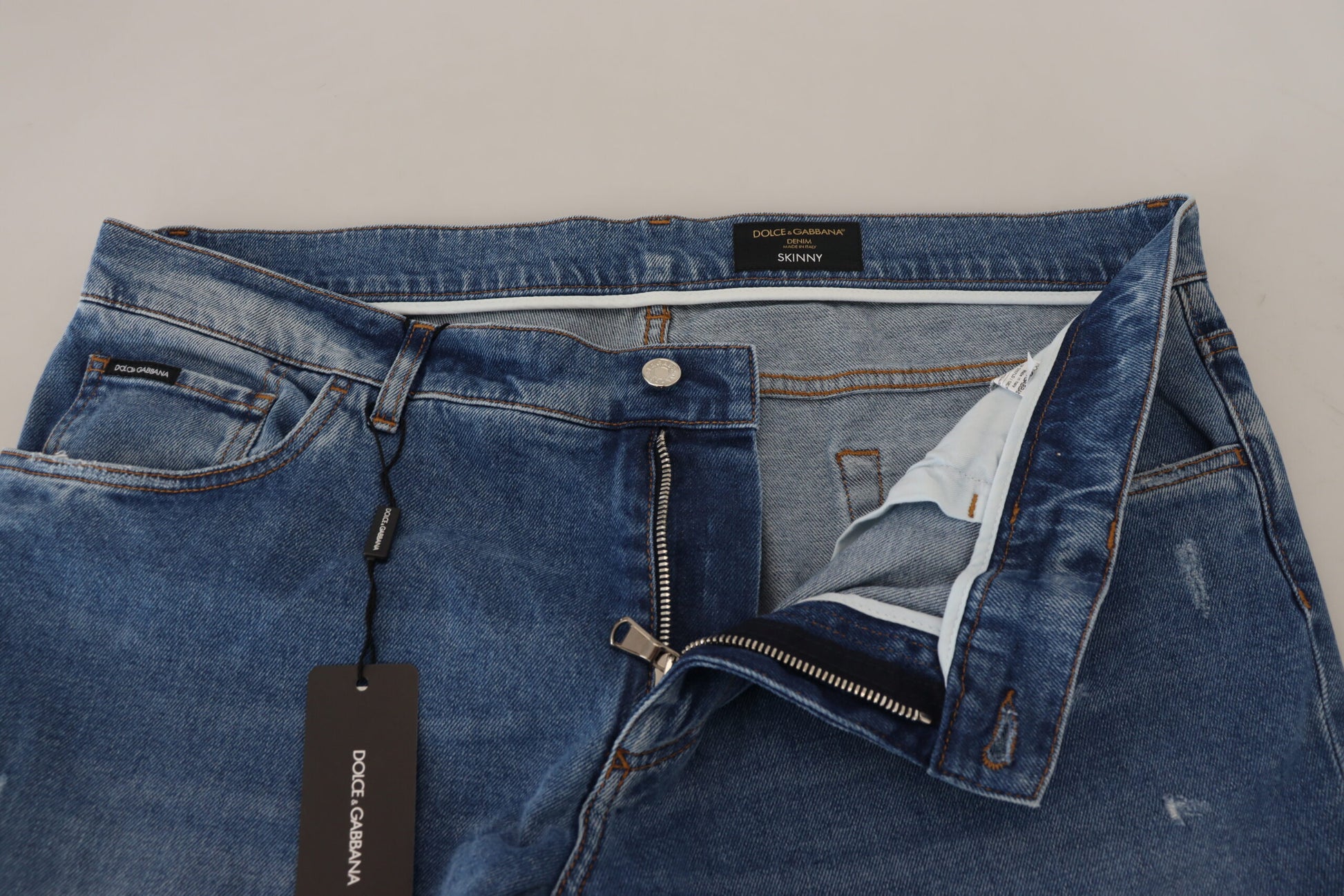 Dolce & Gabbana Blue Washed Skinny Cotton Denim Jeans Dolce & Gabbana