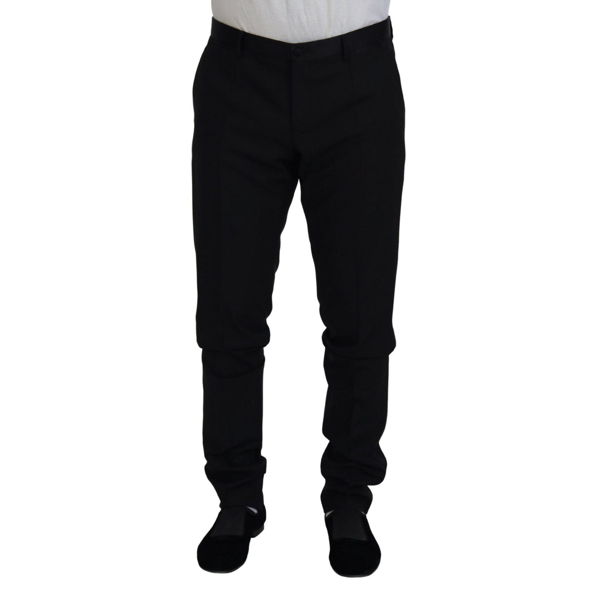 Dolce & Gabbana Black Wool Chino Dress Formal Pants