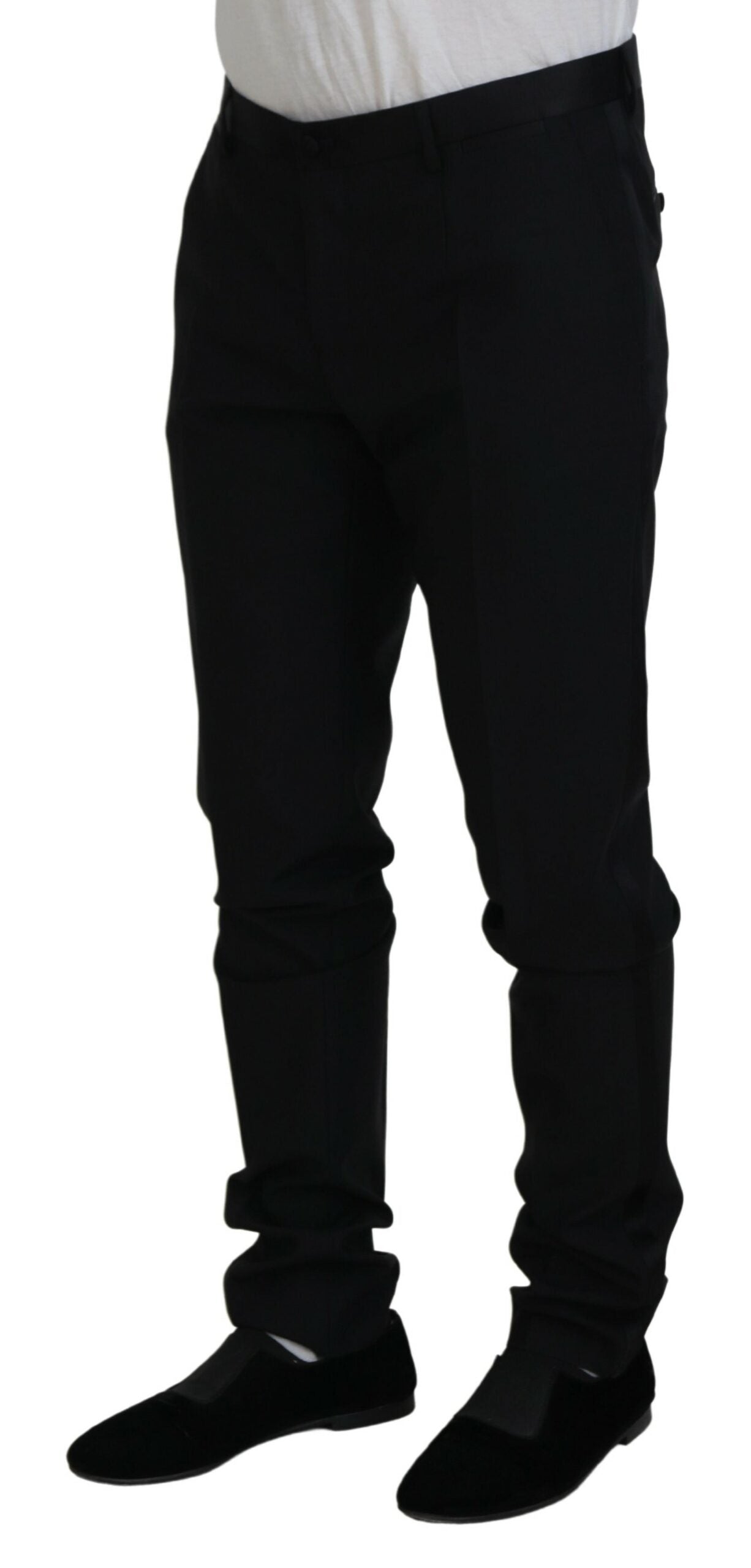 Dolce & Gabbana Black Wool Chino Dress Formal Pants Dolce & Gabbana