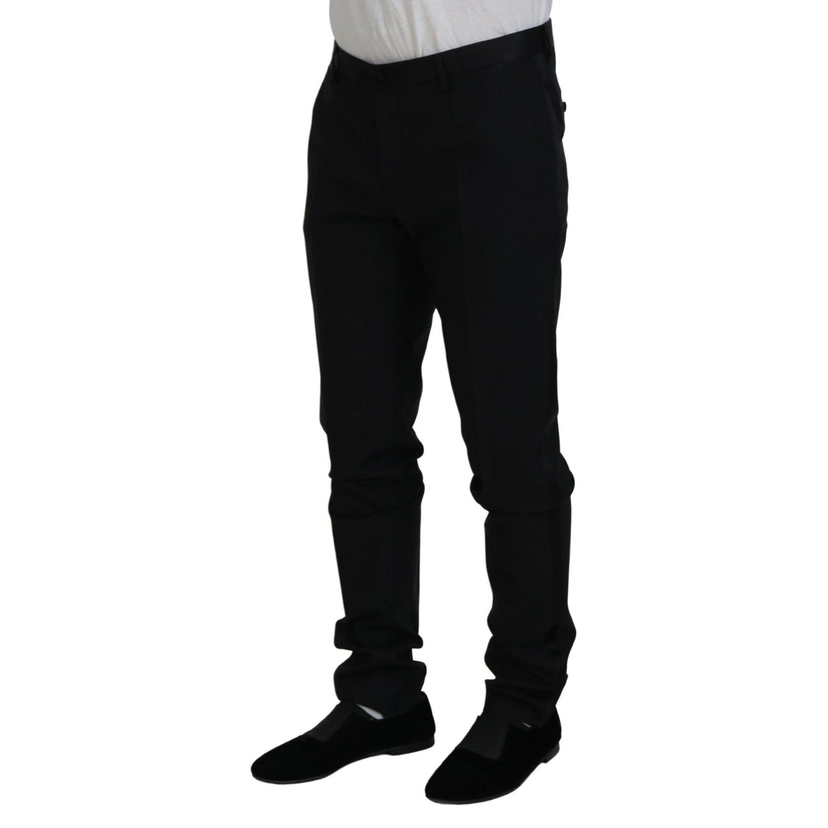 Dolce & Gabbana Black Wool Chino Dress Formal Pants