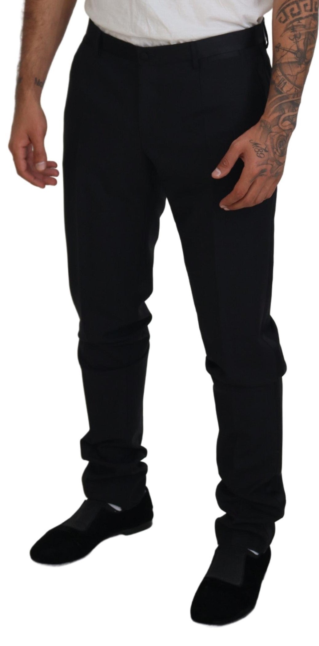 Dolce & Gabbana Black Wool Chino Dress Formal Pants Dolce & Gabbana