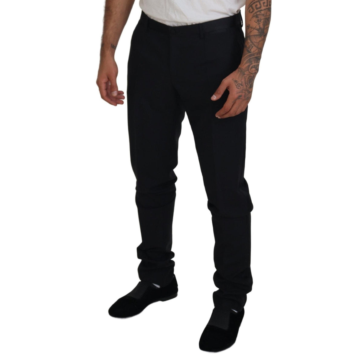 Dolce & Gabbana Black Wool Chino Dress Formal Pants