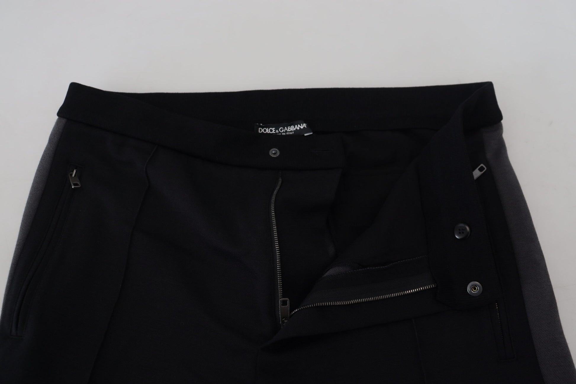 Dolce & Gabbana Black Wool Horseshoe Jogger Pants Dolce & Gabbana