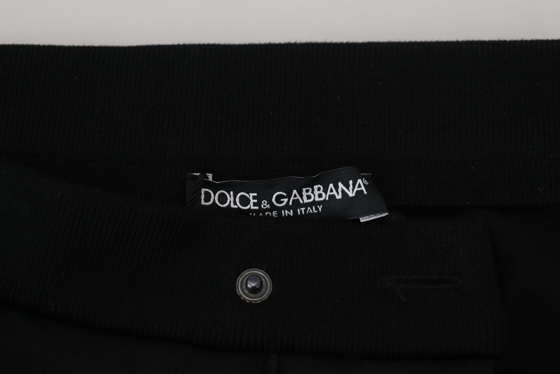 Dolce & Gabbana Black Wool Horseshoe Jogger Pants Dolce & Gabbana