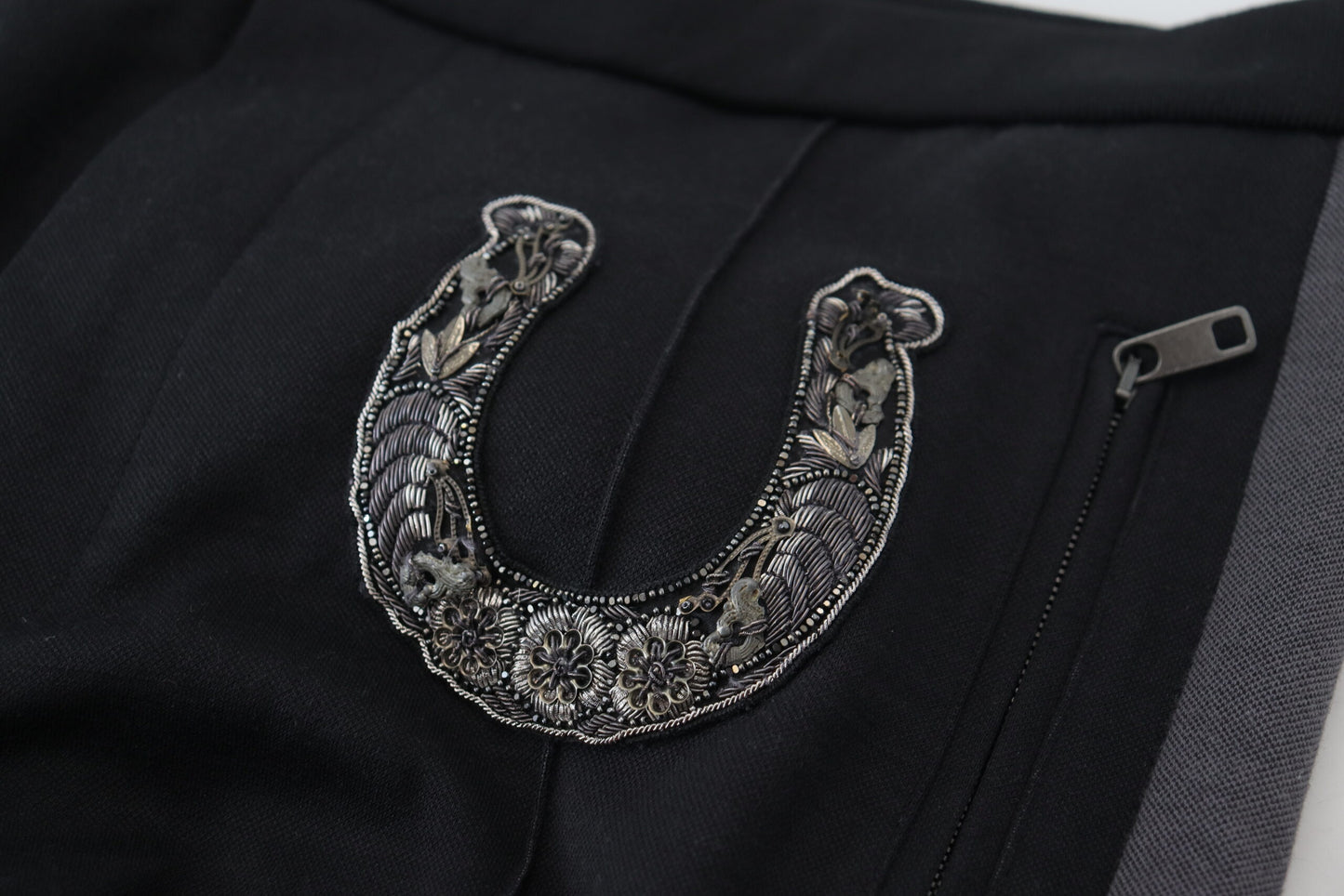 Dolce & Gabbana Black Wool Horseshoe Jogger Pants Dolce & Gabbana