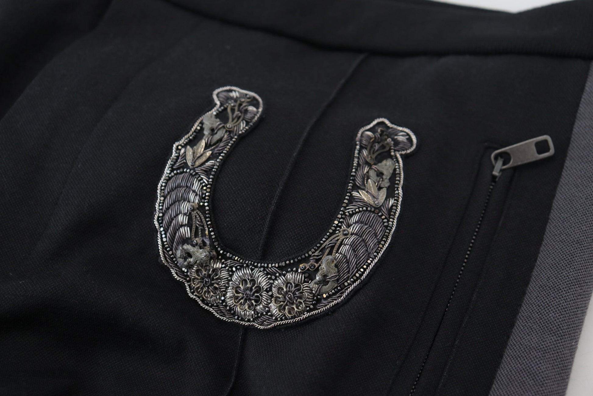 Dolce & Gabbana Black Wool Horseshoe Jogger Pants Dolce & Gabbana