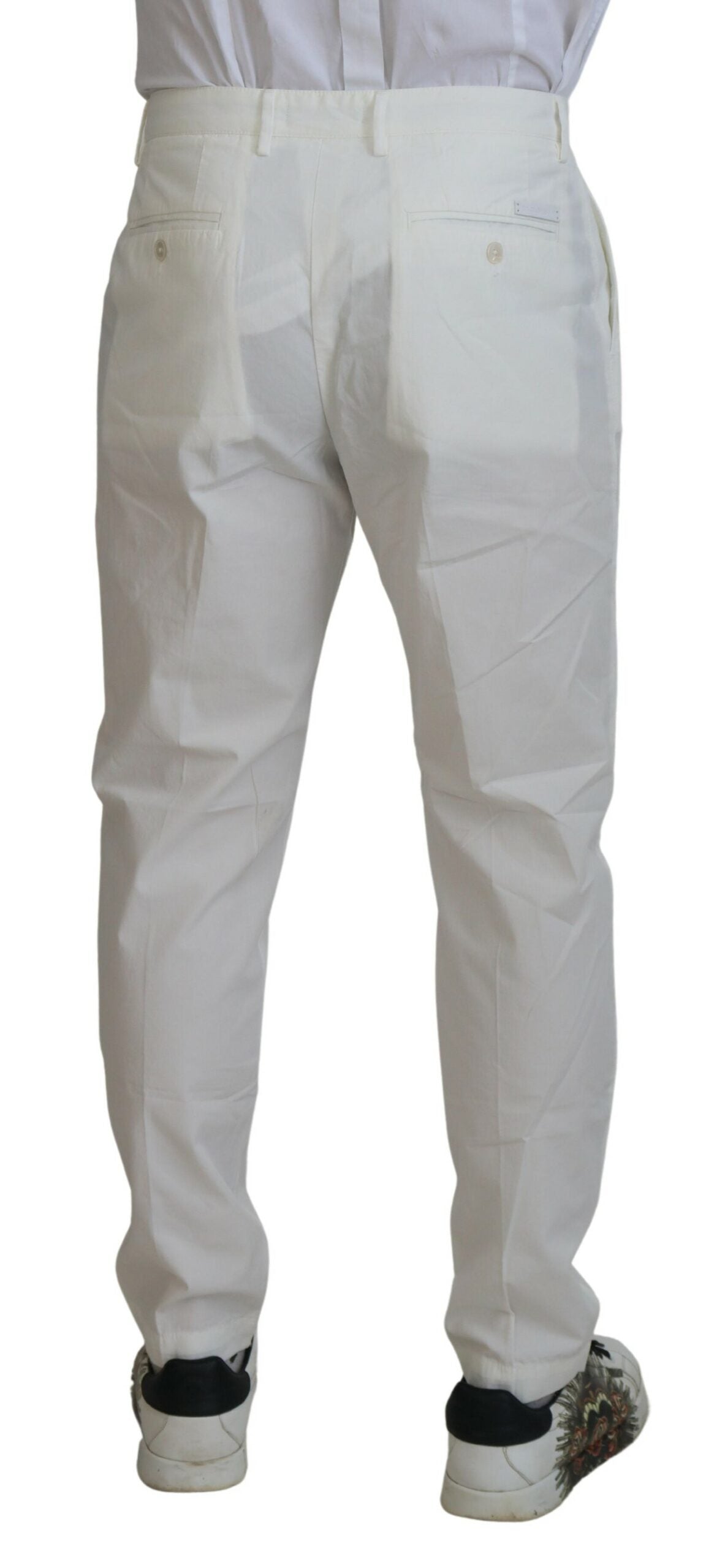 Dolce & Gabbana White Cotton Skinny Chino Pants Dolce & Gabbana