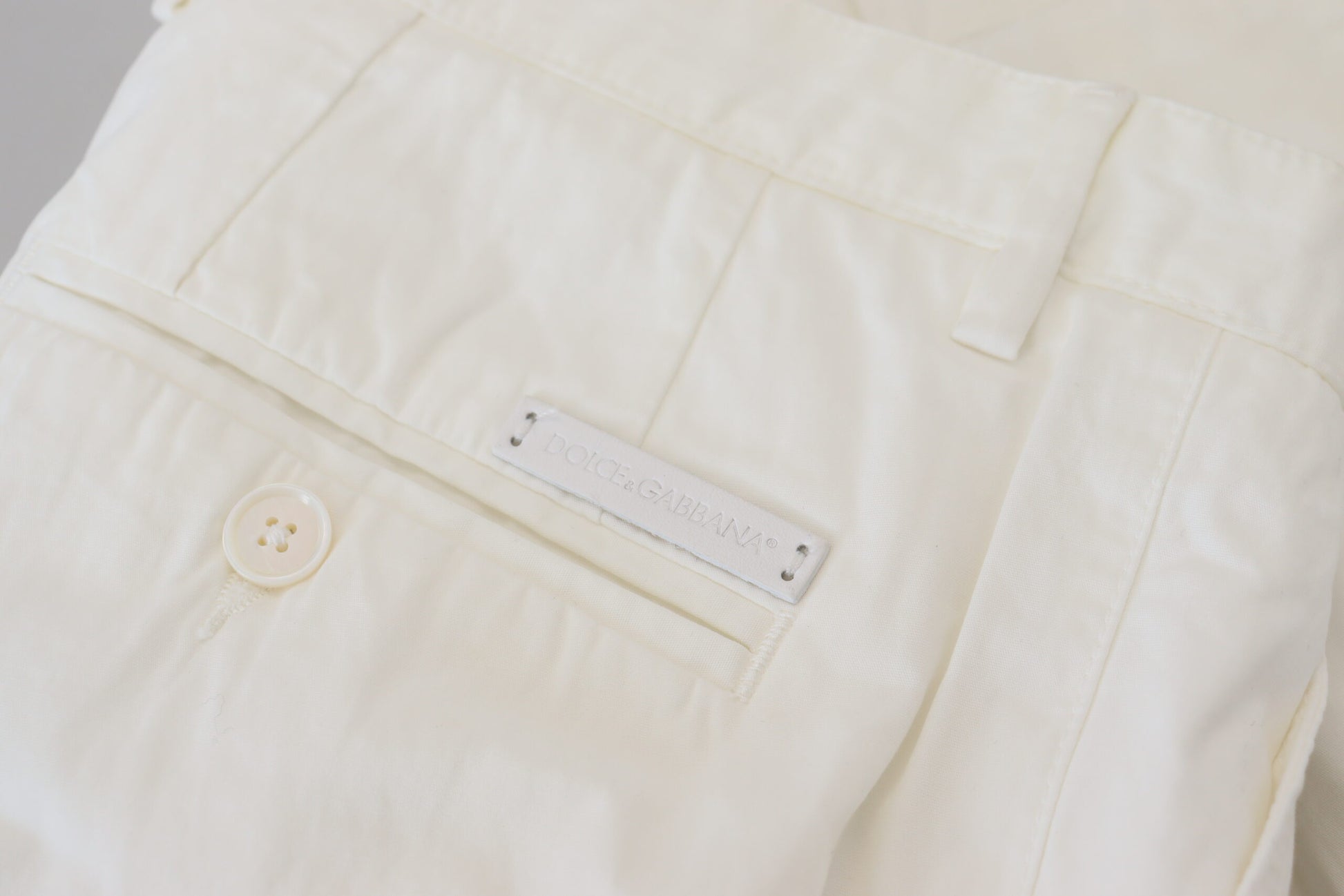 Dolce & Gabbana White Cotton Skinny Chino Pants Dolce & Gabbana