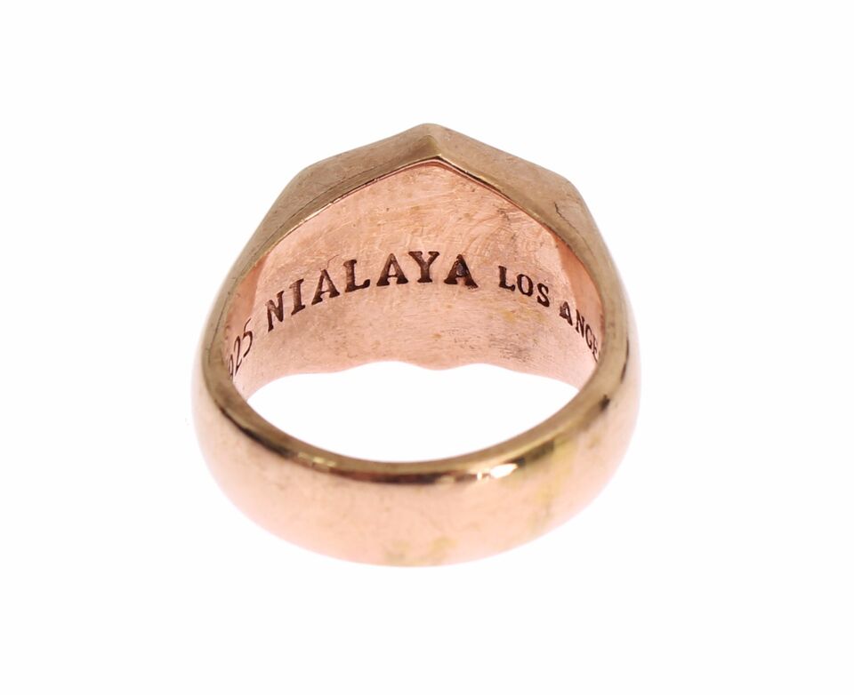Nialaya Pink Gold 925 Silver Authentic Clear Ring Nialaya