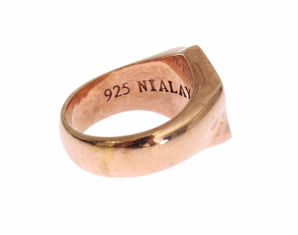 Nialaya Pink Gold 925 Silver Authentic Clear Ring Nialaya