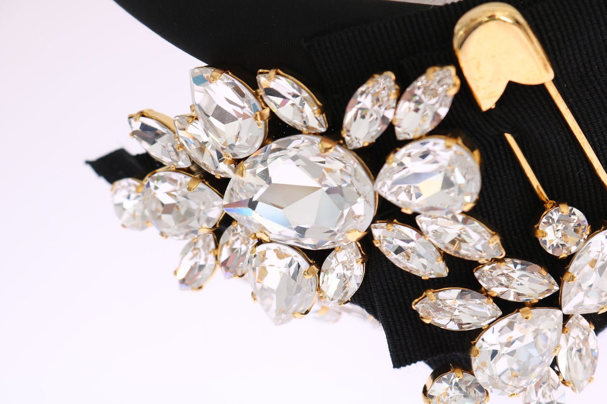Dolce & Gabbana Black Crystal White Hair Parrucchiera Headband Diadem