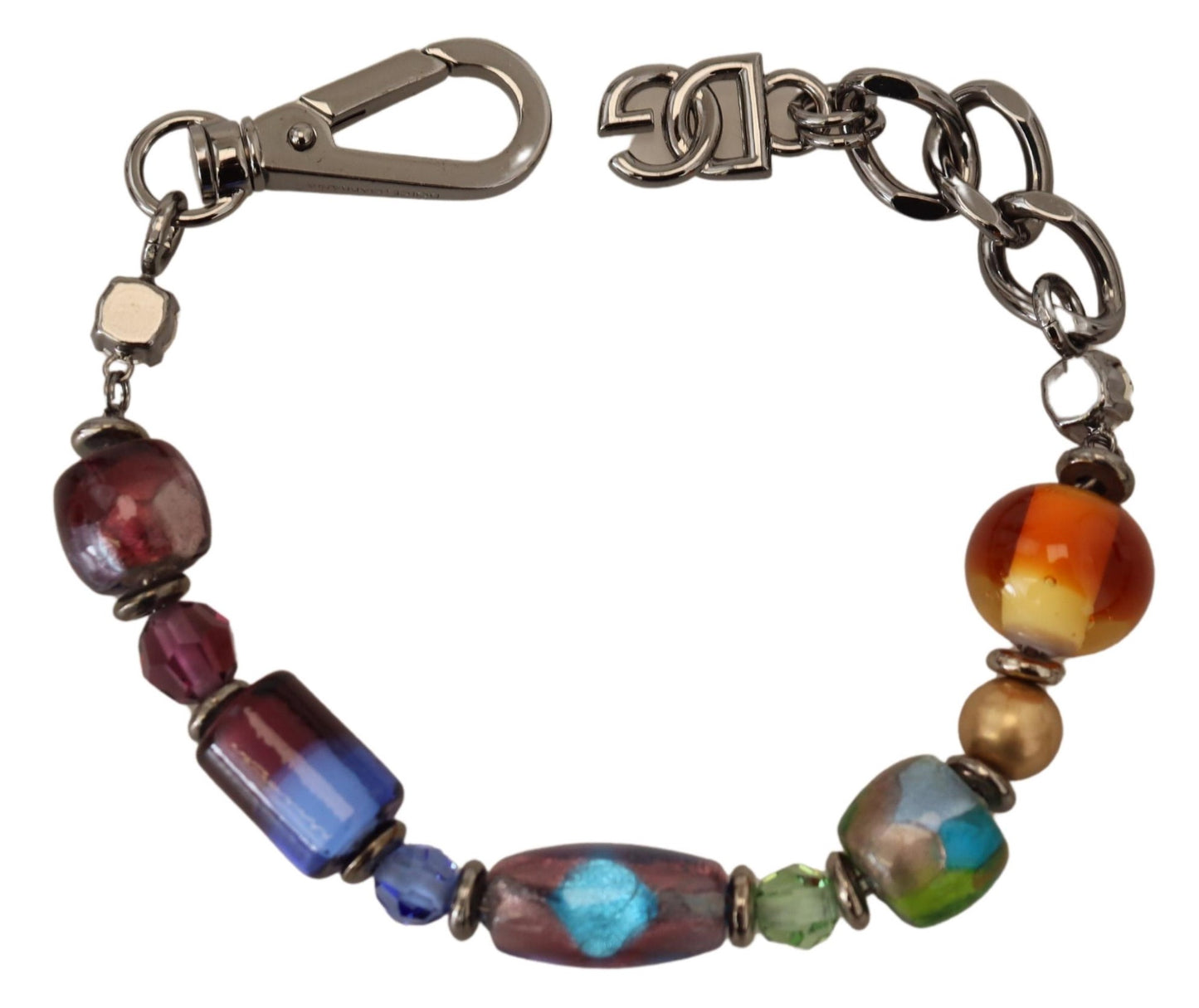 Dolce & Gabbana multicolor Silver Chain Brass Beaded Lobster Clasp Bracelet Dolce & Gabbana