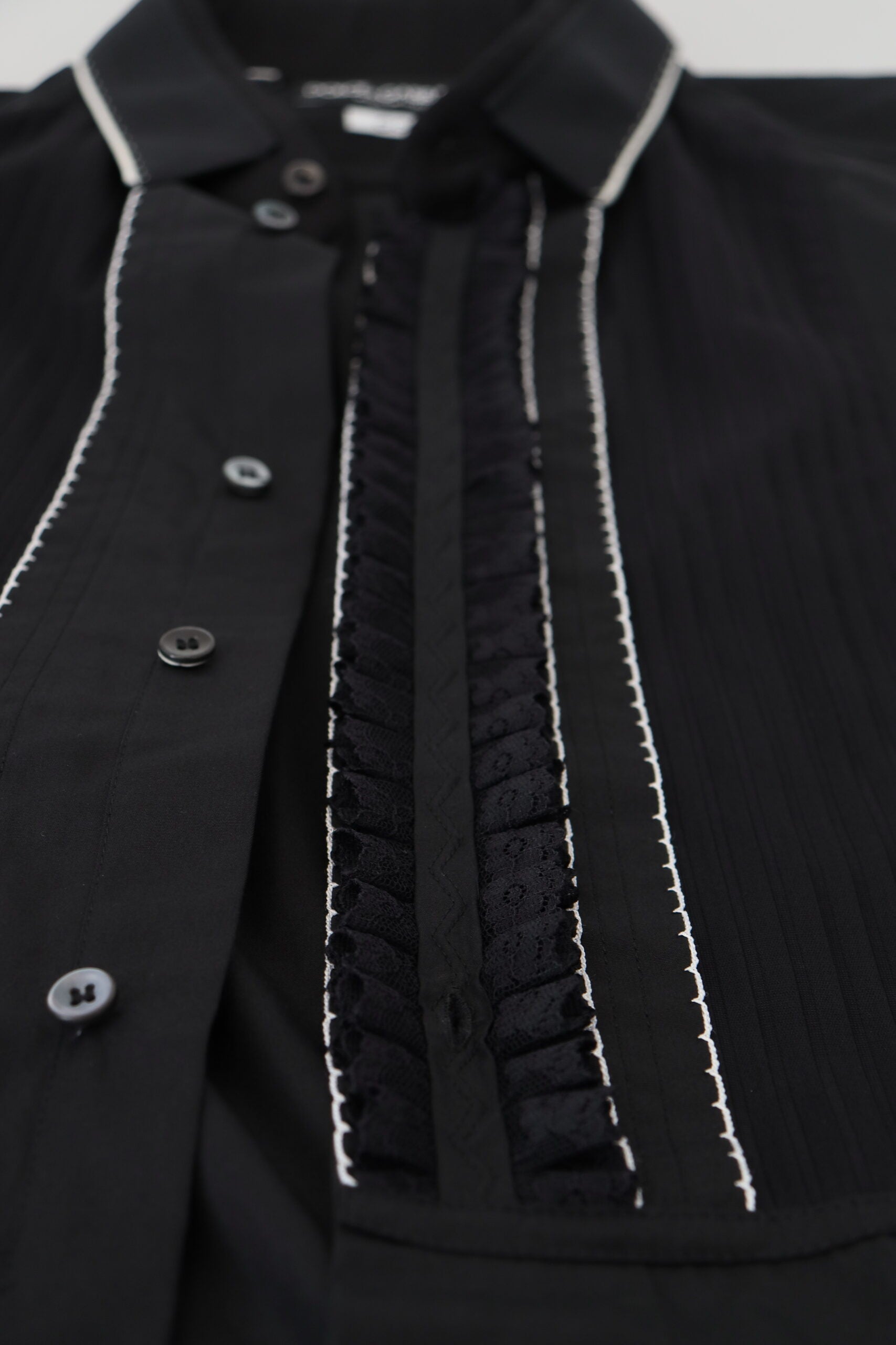 Dolce & Gabbana GOLD Black Tuxedo Slim Fit Cotton Shirt Dolce & Gabbana