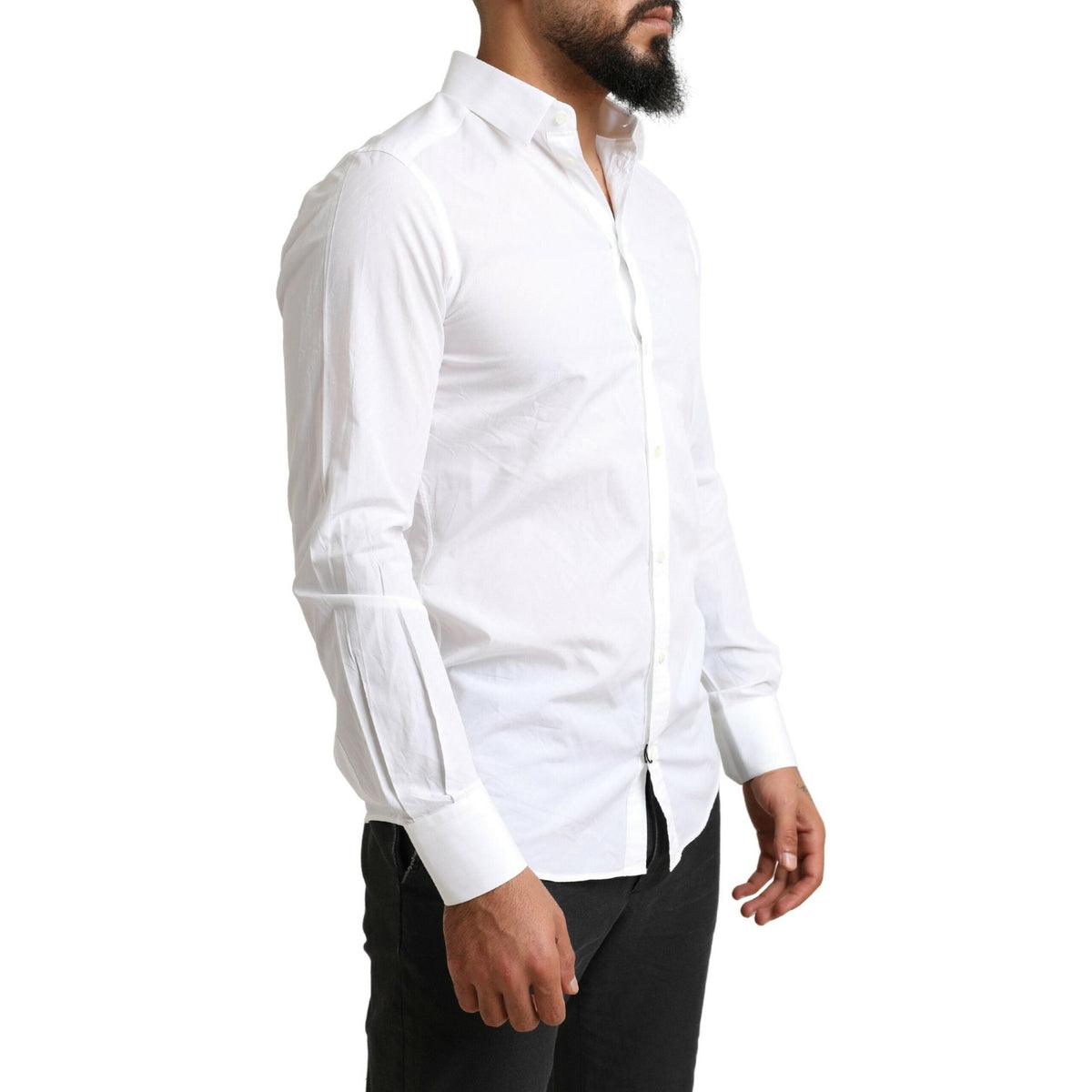 Dolce & Gabbana White MARTINI Cotton Dress Formal Shirt