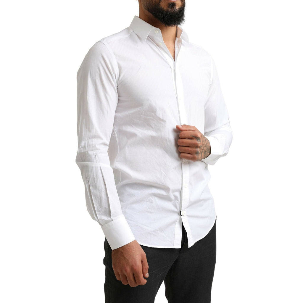 Dolce & Gabbana White MARTINI Cotton Dress Formal Shirt