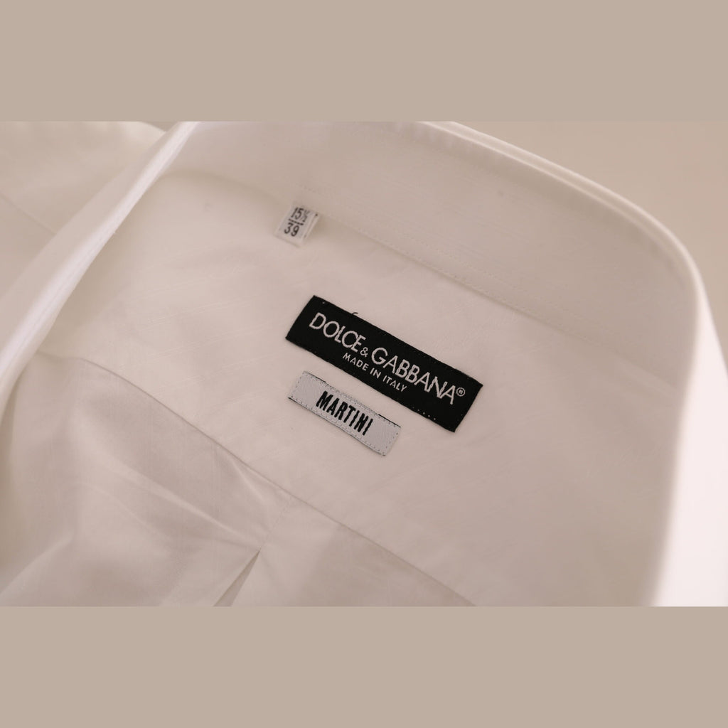 Dolce & Gabbana White MARTINI Cotton Dress Formal Shirt