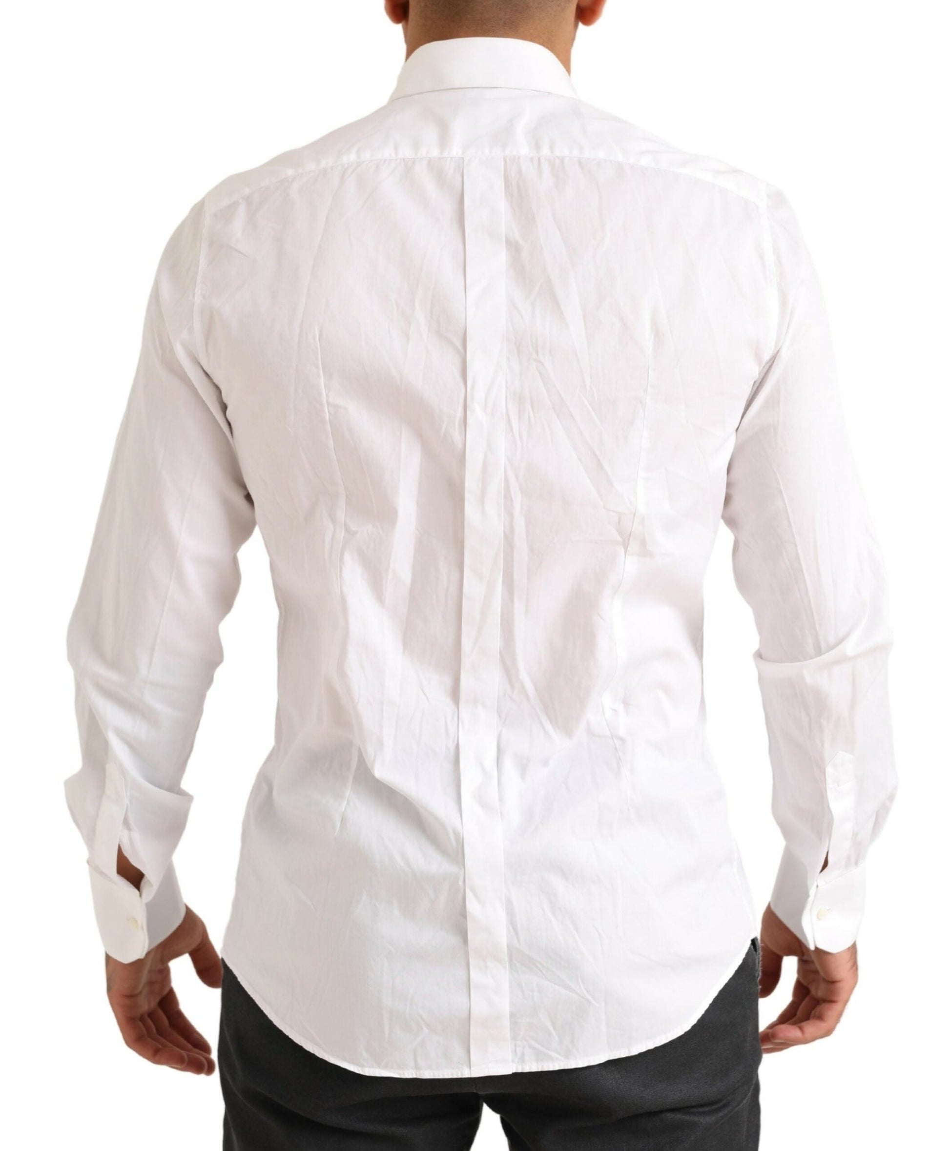 Dolce & Gabbana White GOLD Formal Cotton Tuxedo Dress Shirt Dolce & Gabbana