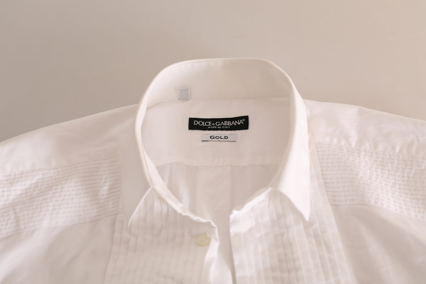 Dolce & Gabbana White GOLD Formal Cotton Tuxedo Dress Shirt Dolce & Gabbana
