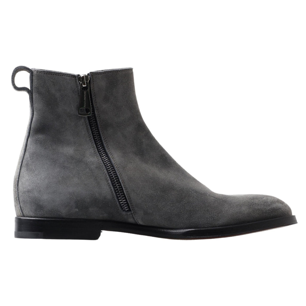 Dolce & Gabbana Gray Leather Men Ankle Boots Shoes