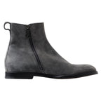 Dolce & Gabbana Gray Leather Men Ankle Boots Shoes