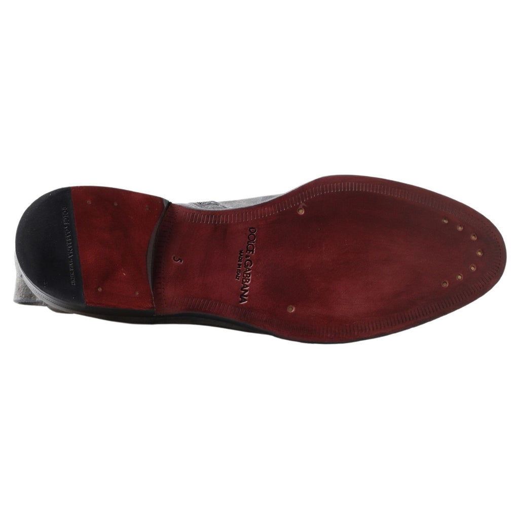 Dolce & Gabbana Gray Leather Men Ankle Boots Shoes