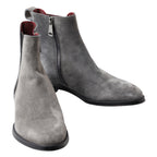 Dolce & Gabbana Gray Leather Men Ankle Boots Shoes