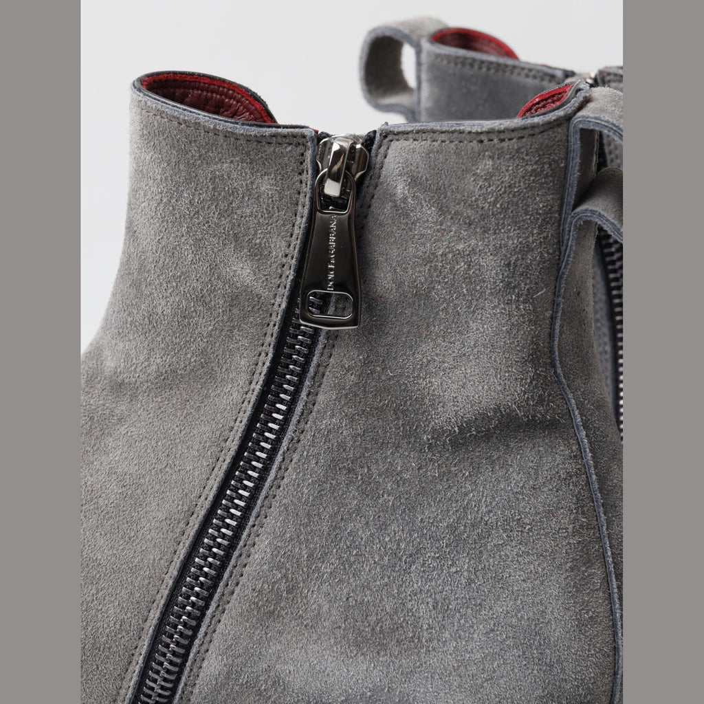 Dolce & Gabbana Gray Leather Men Ankle Boots Shoes