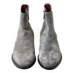Dolce & Gabbana Gray Leather Men Ankle Boots Shoes