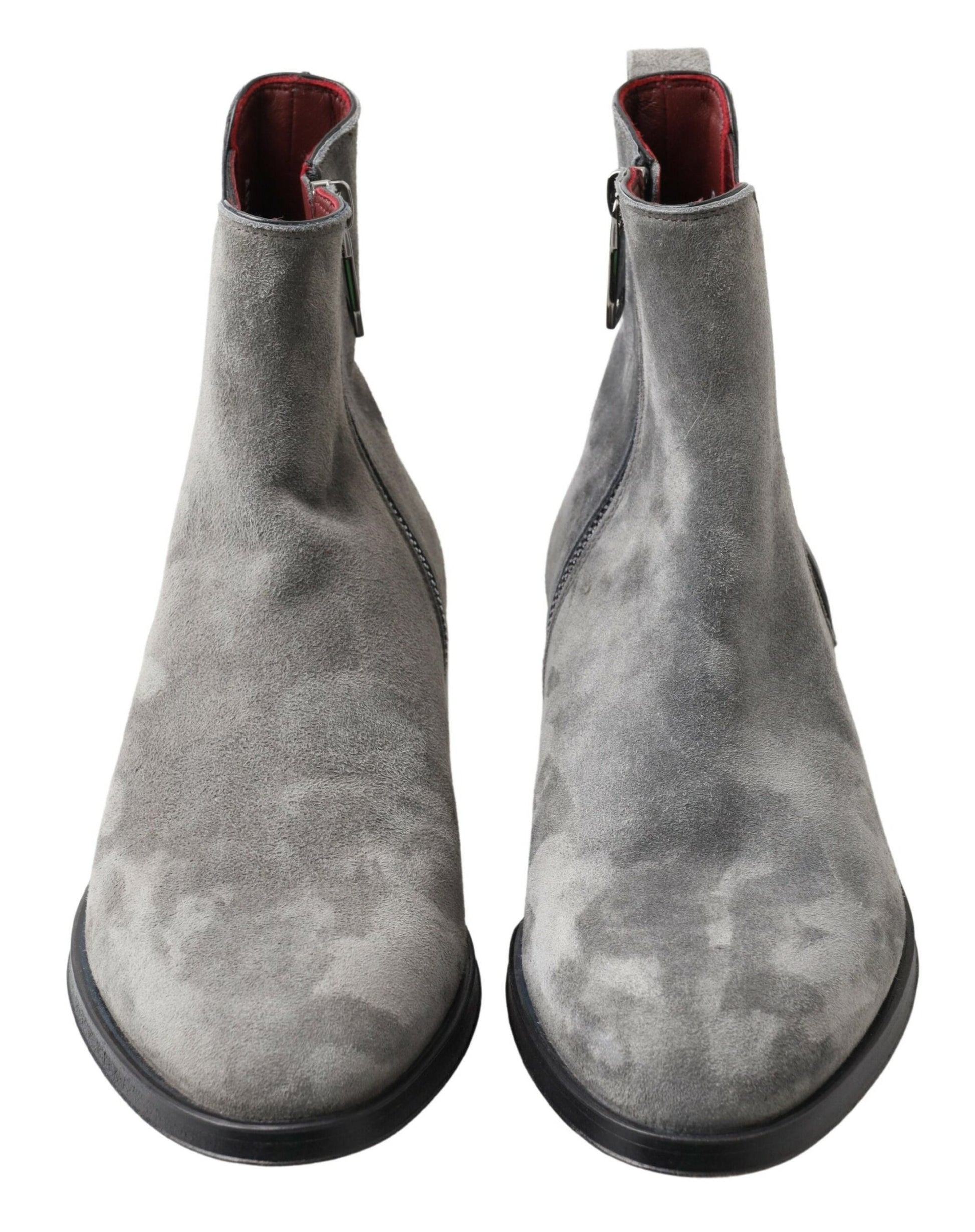 Dolce & Gabbana Gray Leather Men Ankle Boots Shoes Dolce & Gabbana