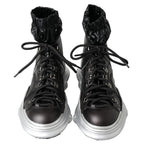 Dolce & Gabbana Black Nylon Galileo High Top Sneakers Shoes